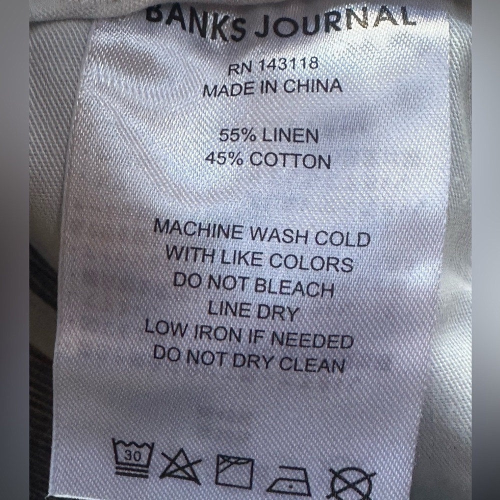 NWT! Banks Journal Blue/White “Saint” Linen Cotton Slight Cropped Pants Size 36 - Picture 13 of 13